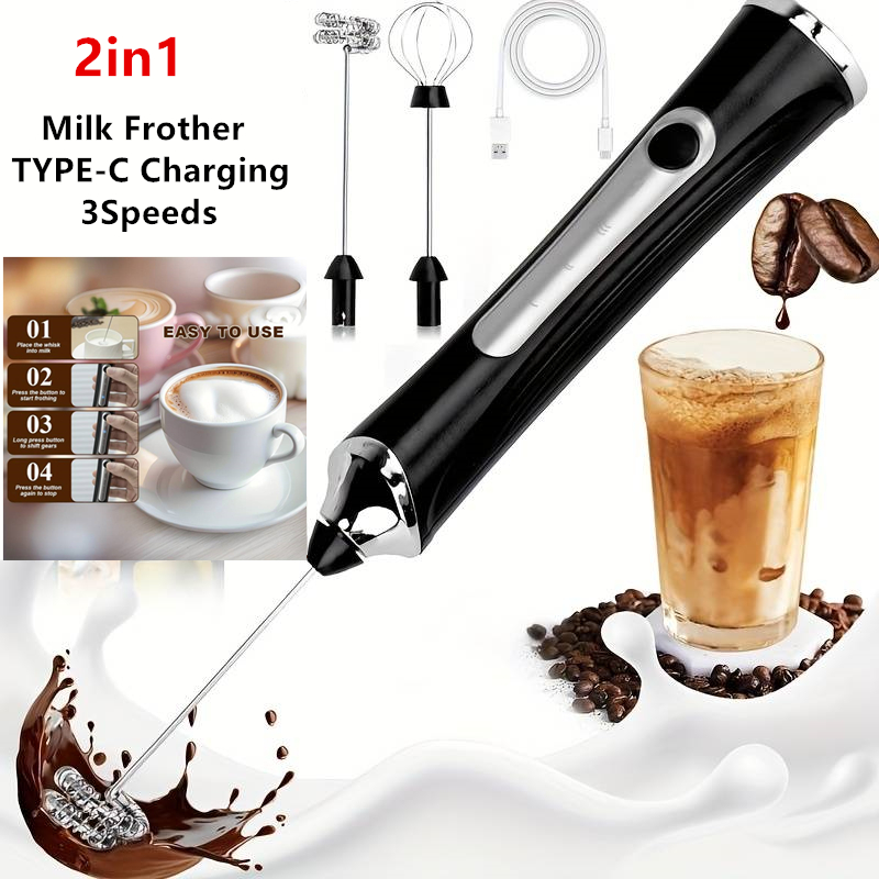 Electric Milk Frother Handheld - 무선 전기 우유 거품기 및 계란
