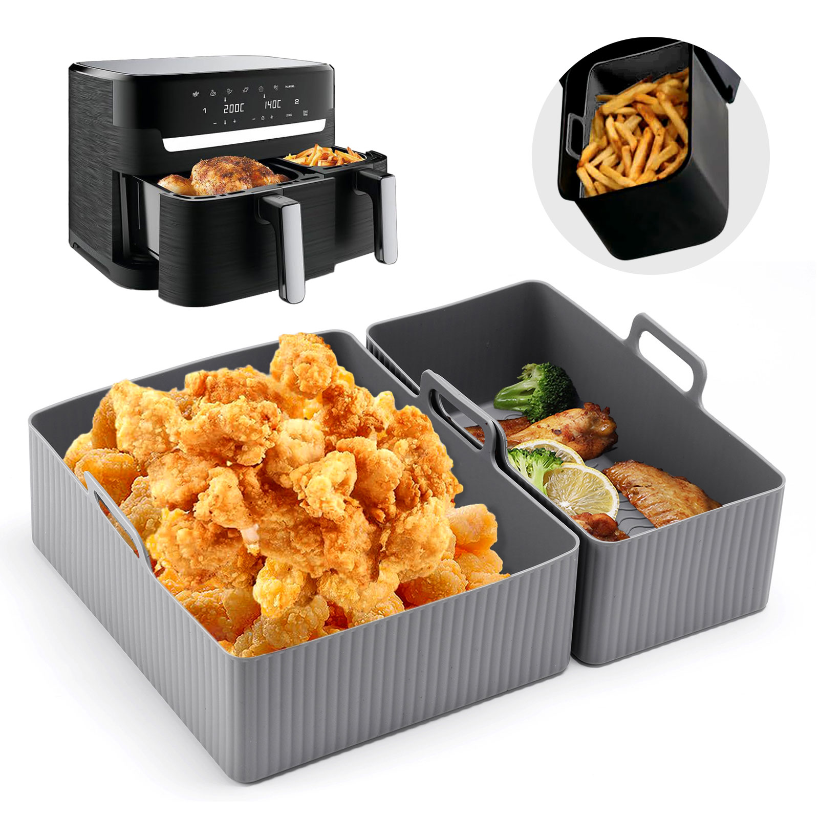 Air Fryer Silicone Pot Liner - 2pcs 세트 실리콘 에어 프라이어 매트