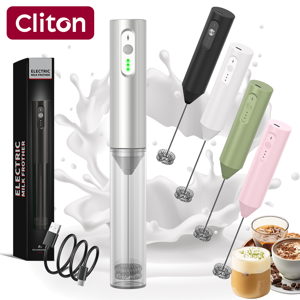 클리톤 전기 도금 실버 USB-C 충전식 3단 속도 조 - Electric Milk Frother Handheld 리뷰 및 가격