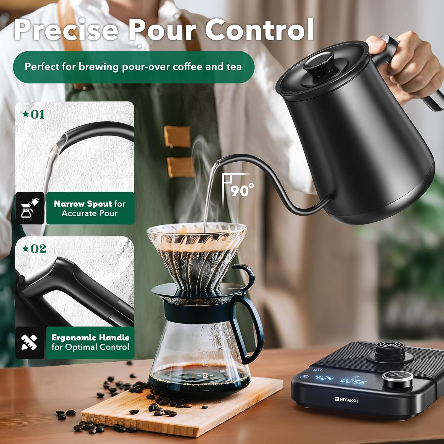 구즈넥 전기 주전자 ±1도 정밀 온도조절 기능 포함 ℉ - Electric Kettle Temperature Control 리뷰 및 가격